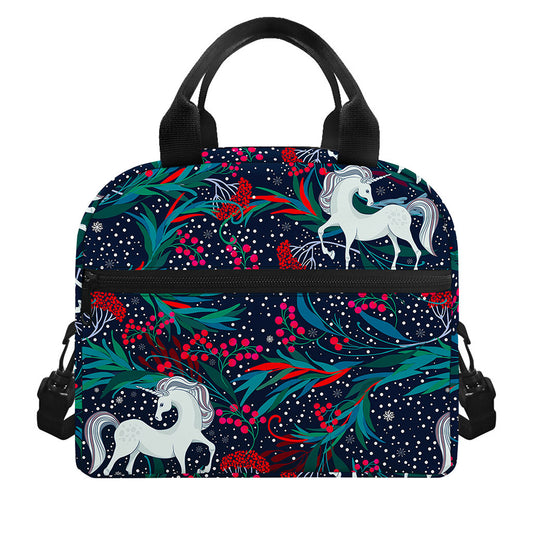 Fairy Floral Unicorn Pattern Print Insulated Lunch Bag