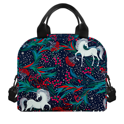 Fairy Floral Unicorn Pattern Print Insulated Lunch Bag