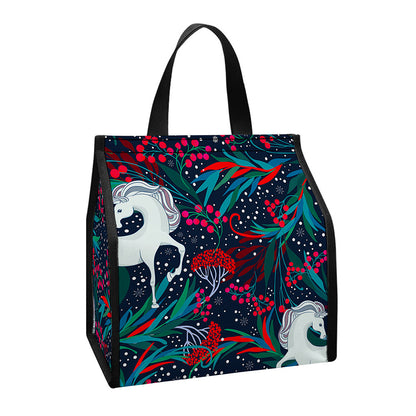 Fairy Floral Unicorn Pattern Print Insulated Lunch Tote
