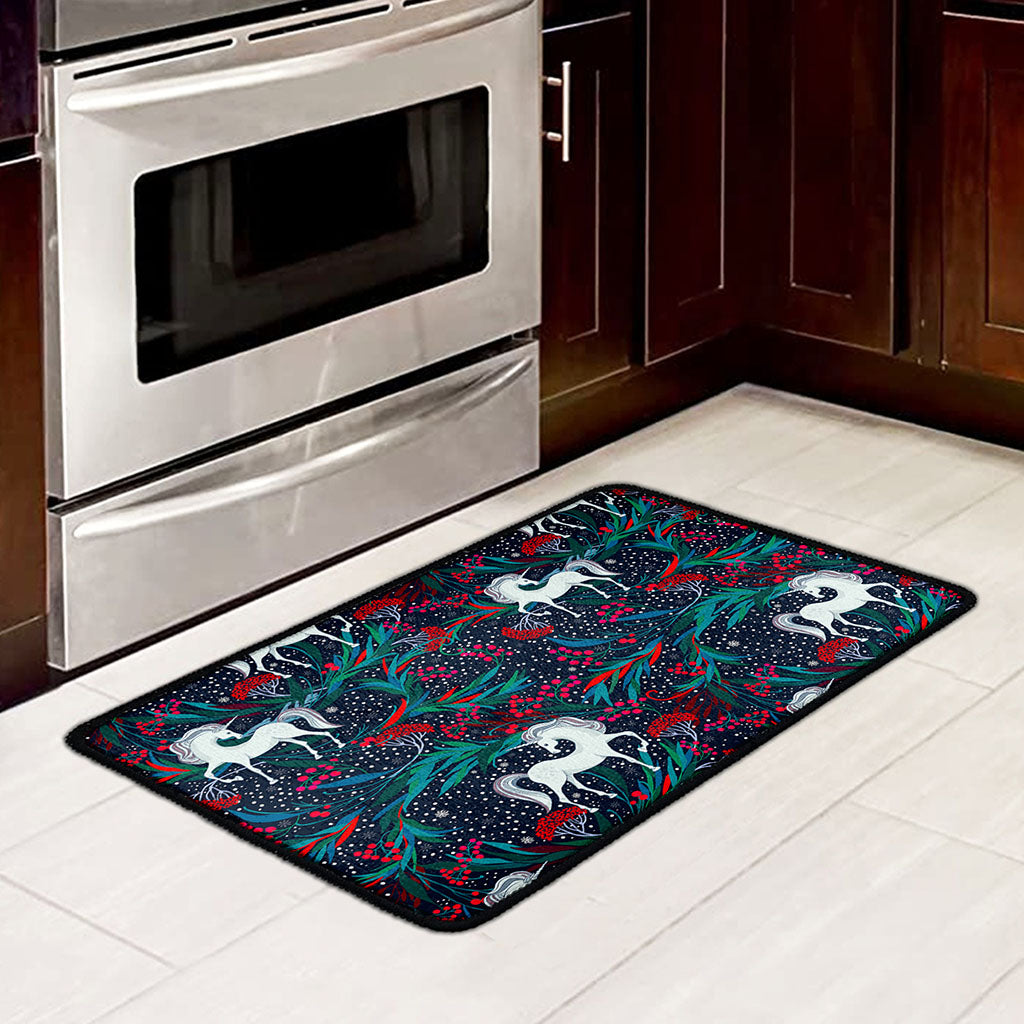 Fairy Floral Unicorn Pattern Print Kitchen Mat