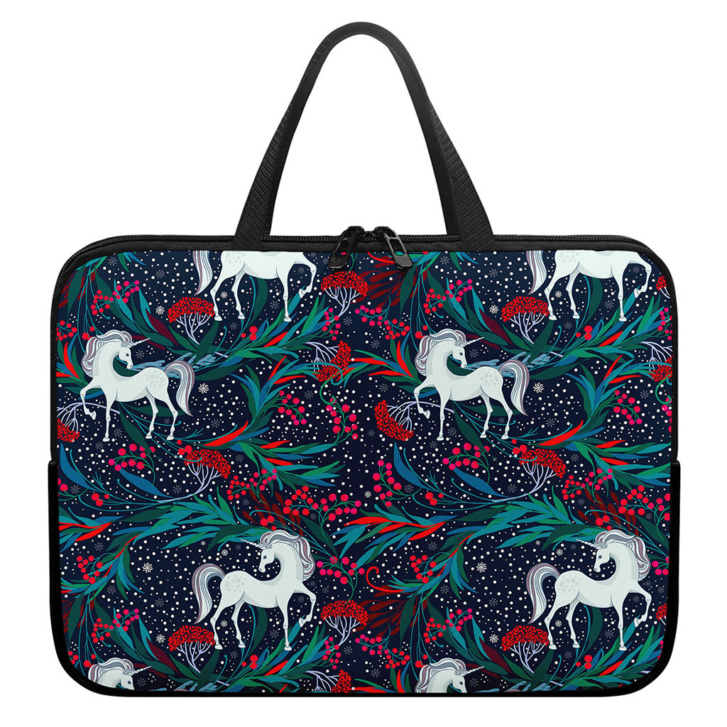 Fairy Floral Unicorn Pattern Print Laptop Sleeve With Handle
