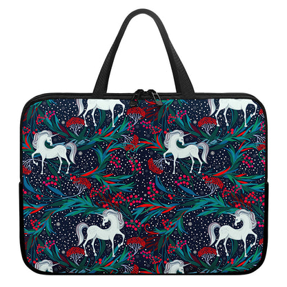 Fairy Floral Unicorn Pattern Print Laptop Sleeve With Handle