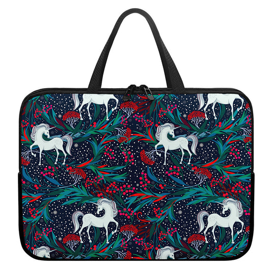 Fairy Floral Unicorn Pattern Print Laptop Sleeve With Handle