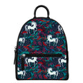 Fairy Floral Unicorn Pattern Print Leather Backpack