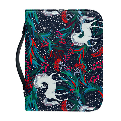 Fairy Floral Unicorn Pattern Print Leather Bible Cover