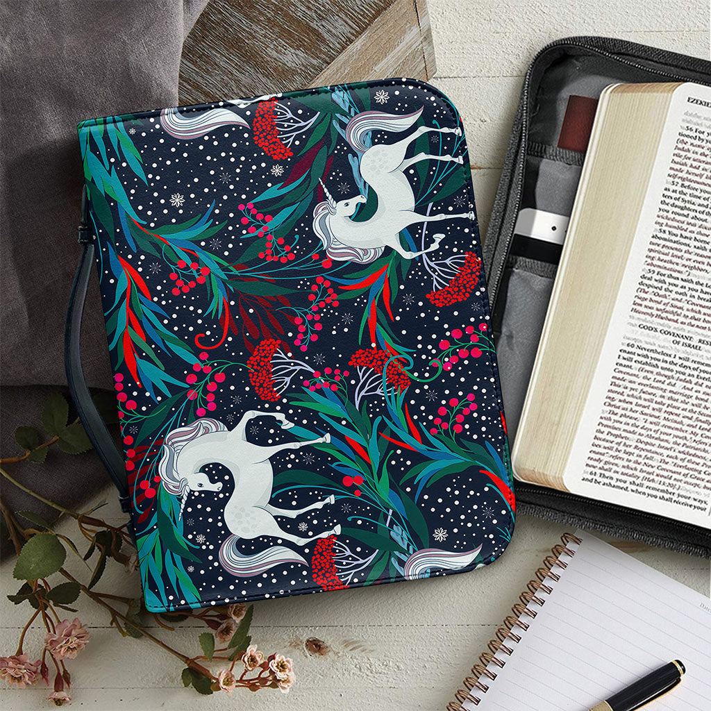 Fairy Floral Unicorn Pattern Print Leather Bible Cover