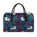 Fairy Floral Unicorn Pattern Print Leather Duffel Bag