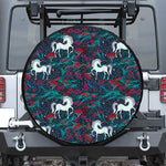 Fairy Floral Unicorn Pattern Print Leather Spare Tire Cover