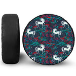 Fairy Floral Unicorn Pattern Print Leather Spare Tire Cover