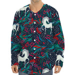 Fairy Floral Unicorn Pattern Print Long Sleeve Baseball Jersey
