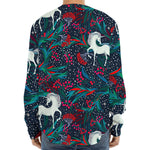 Fairy Floral Unicorn Pattern Print Long Sleeve Baseball Jersey