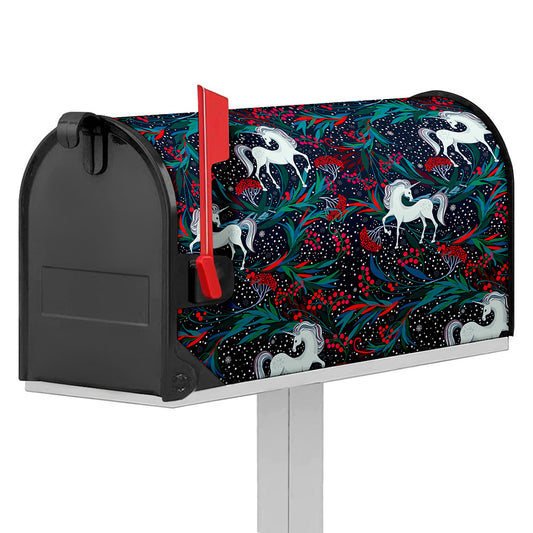 Fairy Floral Unicorn Pattern Print Mailbox Cover