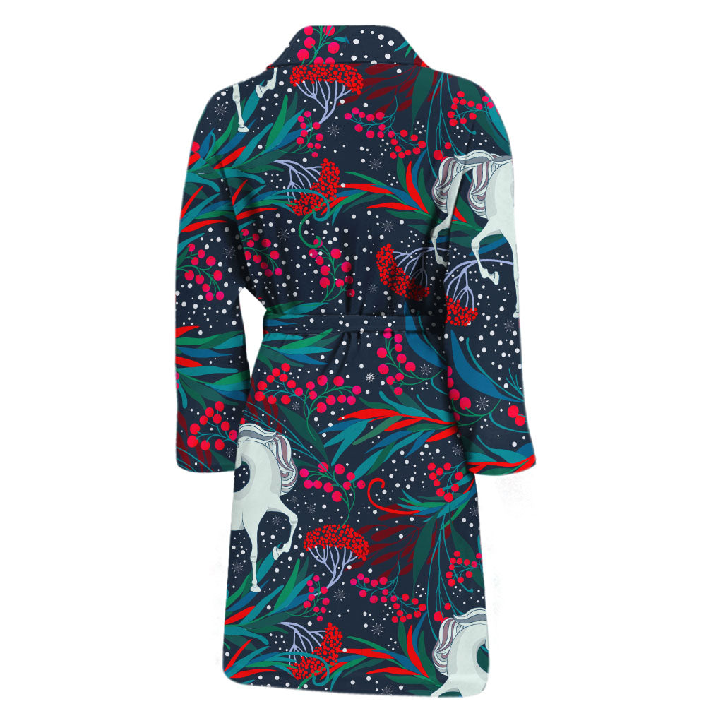 Fairy Floral Unicorn Pattern Print Men's Bathrobe