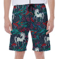 Fairy Floral Unicorn Pattern Print Men's Beach Shorts