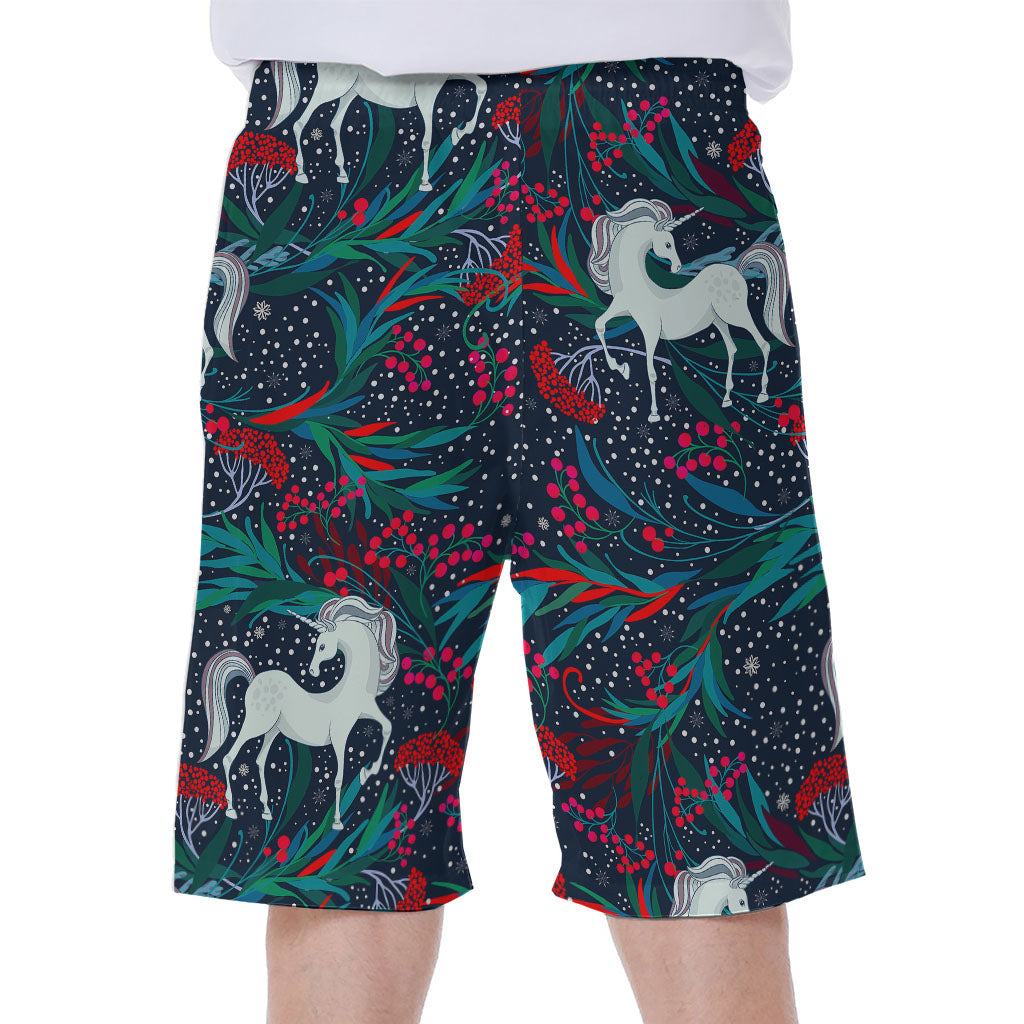 Fairy Floral Unicorn Pattern Print Men's Beach Shorts