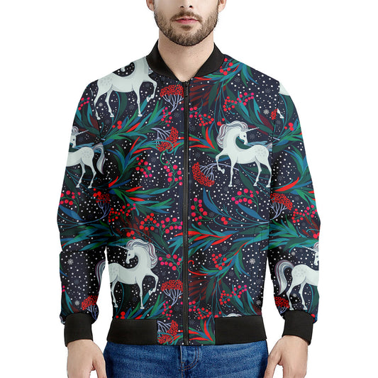 Fairy Floral Unicorn Pattern Print Men's Bomber Jacket