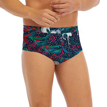 Fairy Floral Unicorn Pattern Print Men's Briefs