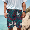Fairy Floral Unicorn Pattern Print Men's Cargo Shorts
