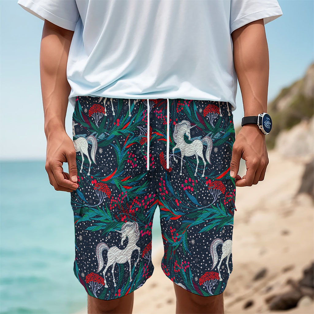 Fairy Floral Unicorn Pattern Print Men's Cargo Shorts