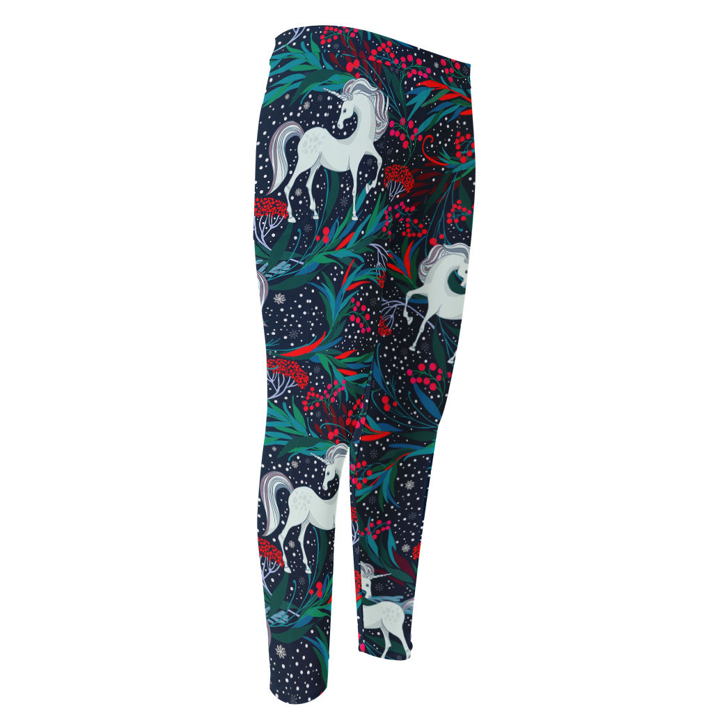 Fairy Floral Unicorn Pattern Print Men's Compression Pants