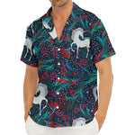 Fairy Floral Unicorn Pattern Print Men's Deep V-Neck Shirt
