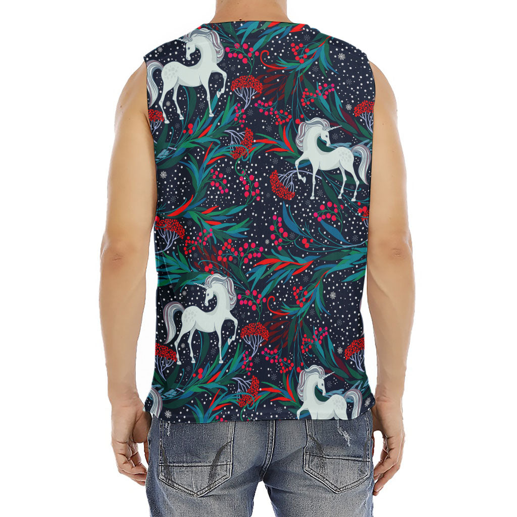 Fairy Floral Unicorn Pattern Print Men's Fitness Tank Top