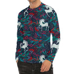 Fairy Floral Unicorn Pattern Print Men's Long Sleeve Rash Guard