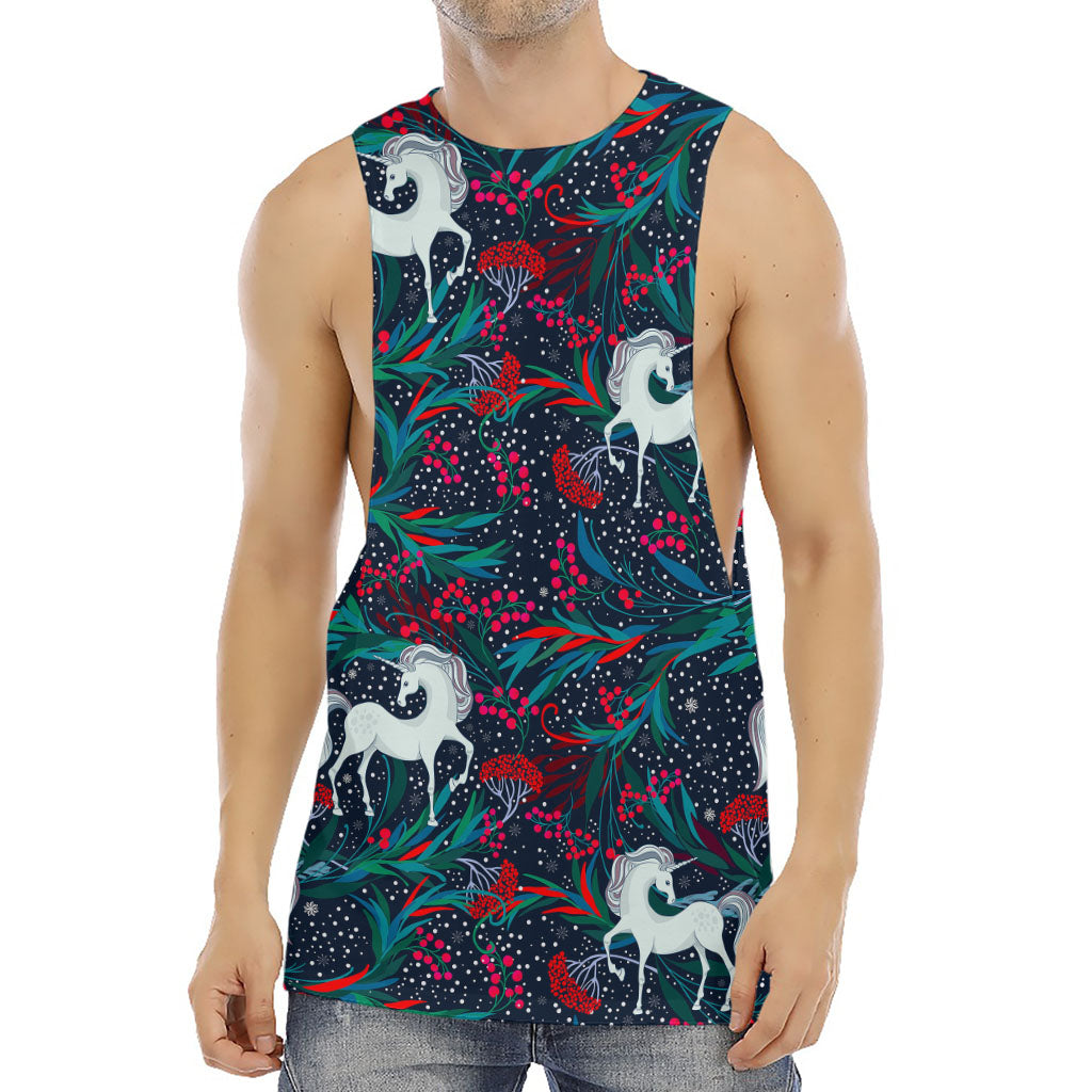 Fairy Floral Unicorn Pattern Print Men's Muscle Tank Top
