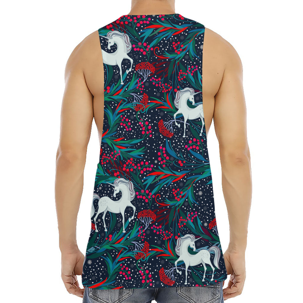Fairy Floral Unicorn Pattern Print Men's Muscle Tank Top