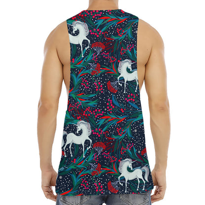 Fairy Floral Unicorn Pattern Print Men's Muscle Tank Top
