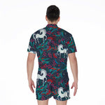 Fairy Floral Unicorn Pattern Print Men's Rompers