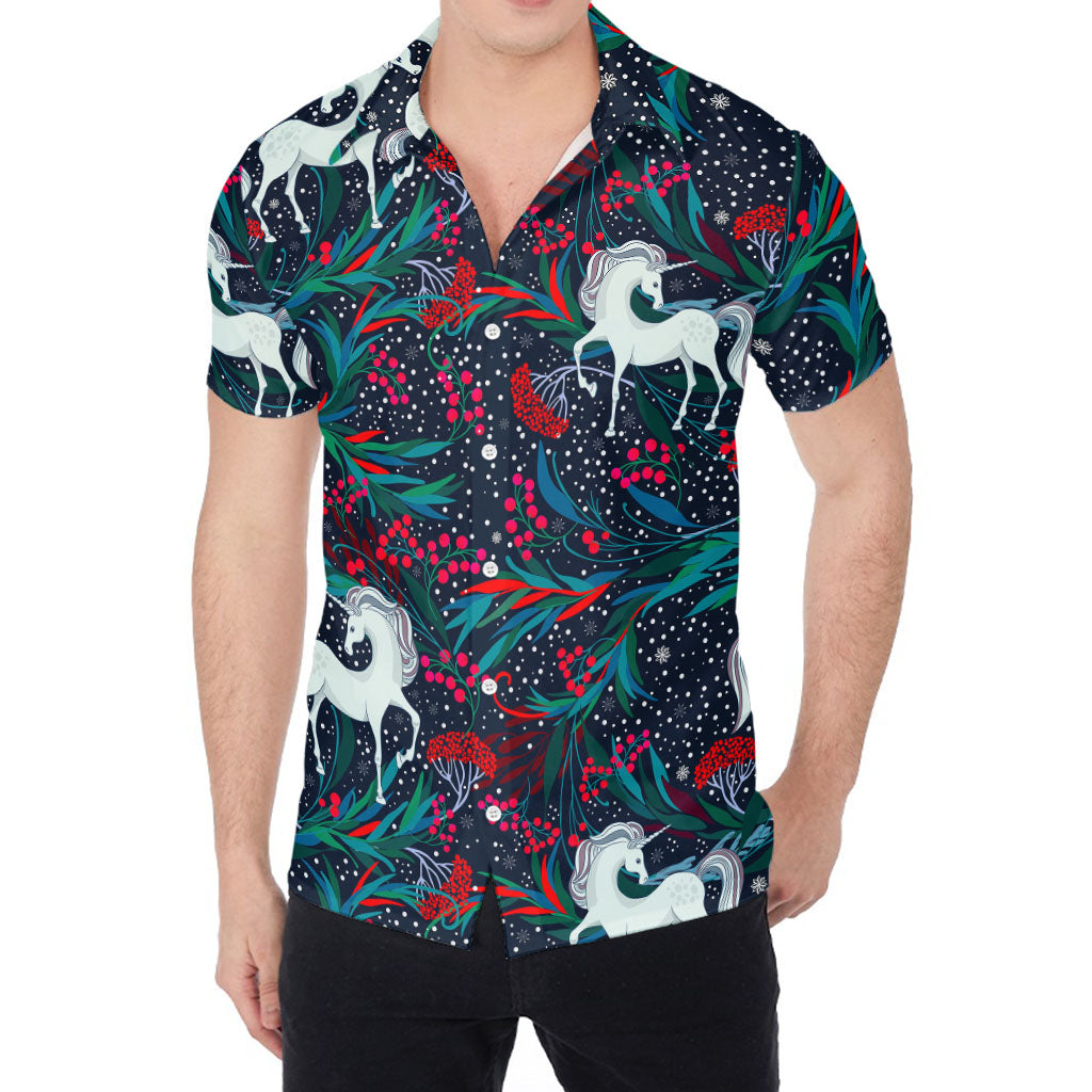 Fairy Floral Unicorn Pattern Print Men's Shirt