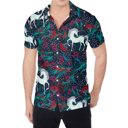 Fairy Floral Unicorn Pattern Print Men's Shirt
