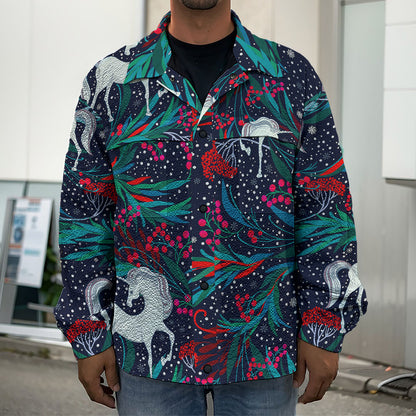Fairy Floral Unicorn Pattern Print Men's Shirt Jacket