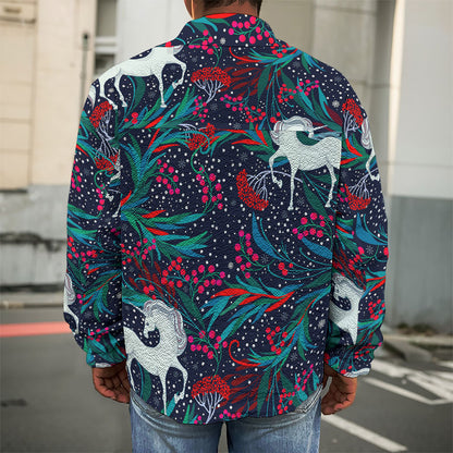 Fairy Floral Unicorn Pattern Print Men's Shirt Jacket