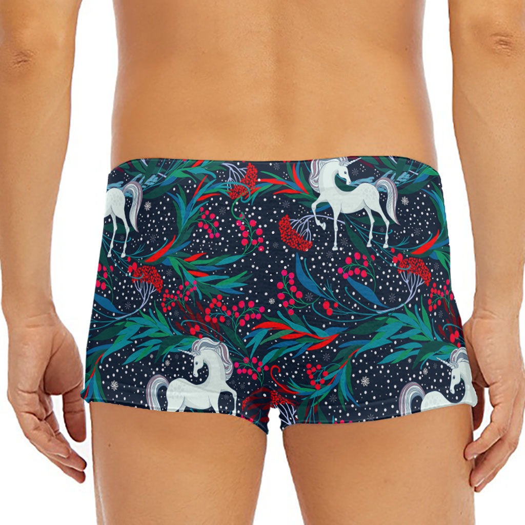 Fairy Floral Unicorn Pattern Print Men's Short Boxer Briefs