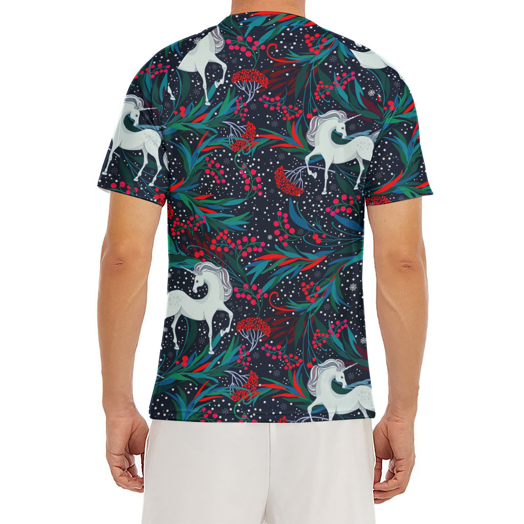 Fairy Floral Unicorn Pattern Print Men's Short Sleeve Rash Guard