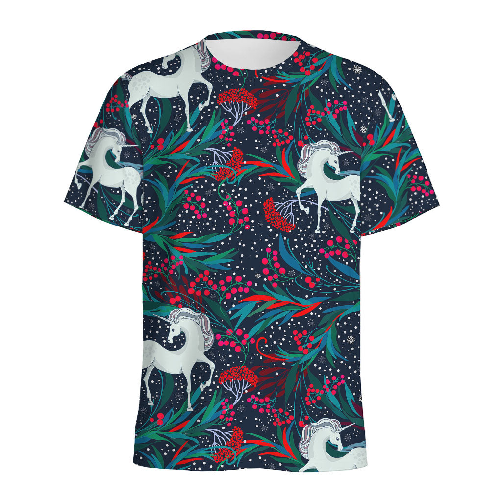 Fairy Floral Unicorn Pattern Print Men's Sports T-Shirt