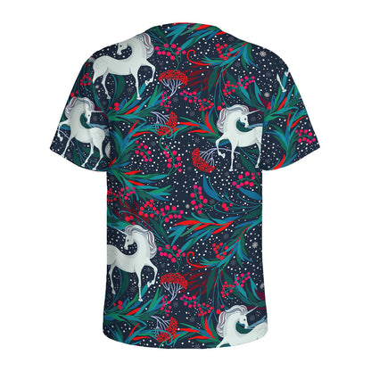 Fairy Floral Unicorn Pattern Print Men's Sports T-Shirt