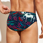 Fairy Floral Unicorn Pattern Print Men's Swim Briefs