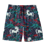 Fairy Floral Unicorn Pattern Print Men's Swim Trunks