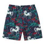 Fairy Floral Unicorn Pattern Print Men's Swim Trunks