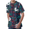 Fairy Floral Unicorn Pattern Print Men's Velvet T-Shirt