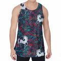Fairy Floral Unicorn Pattern Print Men's Velvet Tank Top