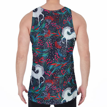 Fairy Floral Unicorn Pattern Print Men's Velvet Tank Top