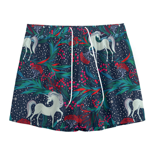 Fairy Floral Unicorn Pattern Print Mesh Shorts