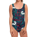 Fairy Floral Unicorn Pattern Print One Piece Swimsuit