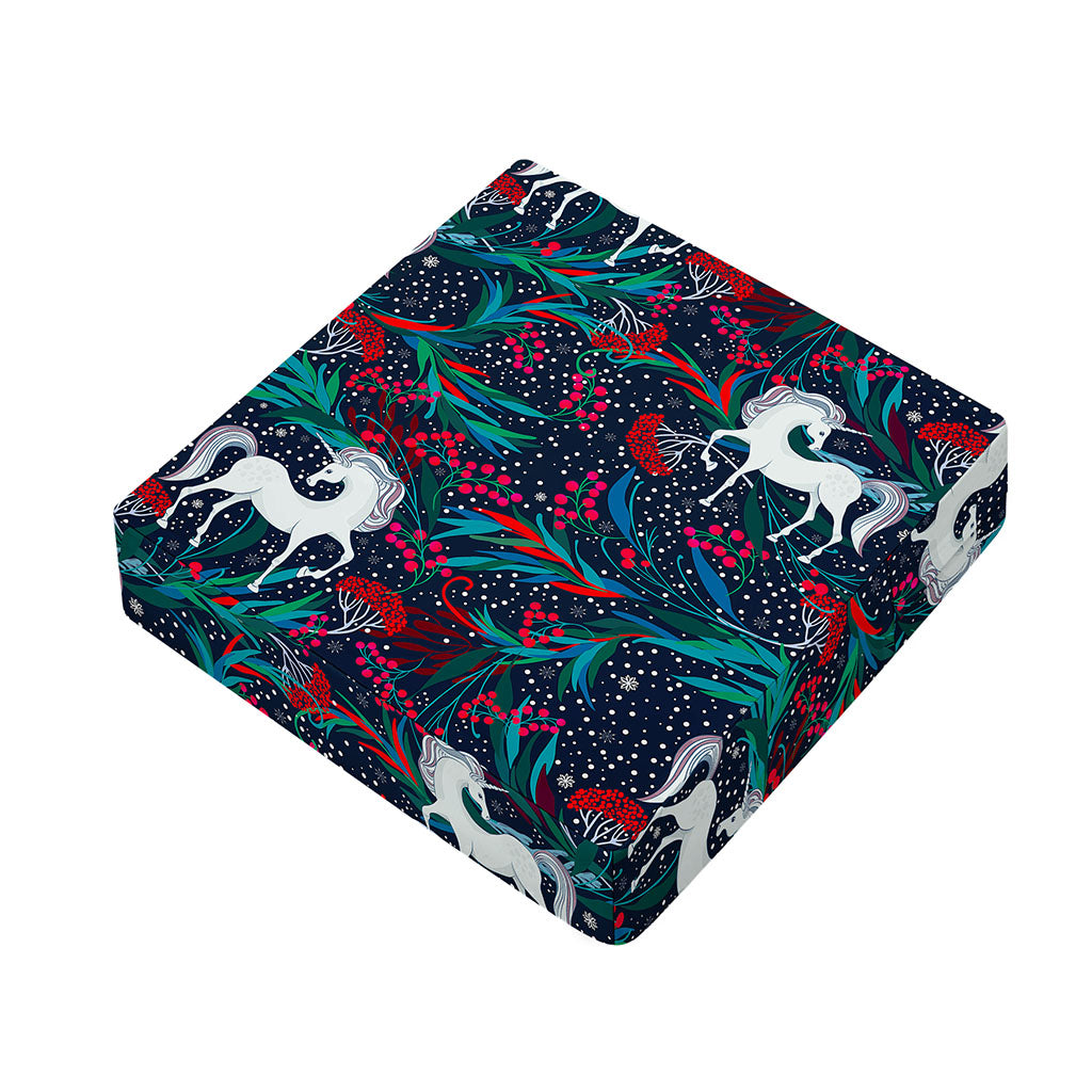 Fairy Floral Unicorn Pattern Print Outdoor Seat Cushion Cover
