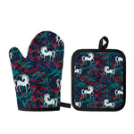 Fairy Floral Unicorn Pattern Print Oven Mitt And Pot Holder Set