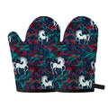 Fairy Floral Unicorn Pattern Print Oven Mitts